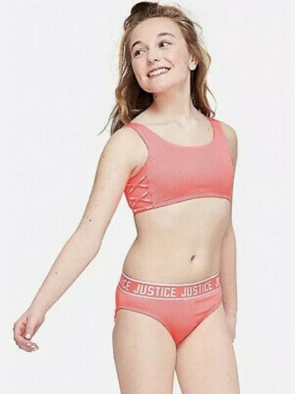 Coral 2 Pcs Justice Bikini Swimsuit Size 10